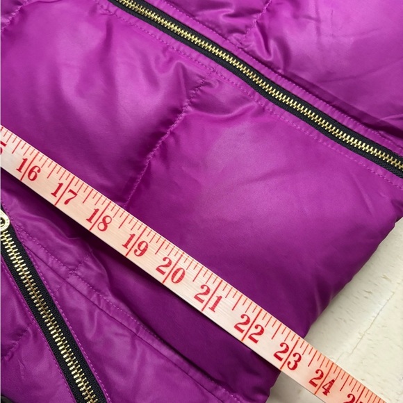 Juicy Couture Vest Fuchsia Purple Gold Zip Faux Fur Removable Hood Size Medium - Picture 4 of 10